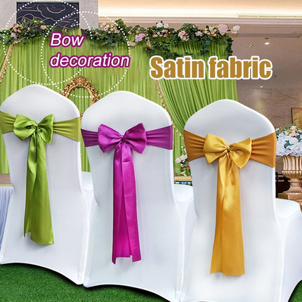 3 PCS Satin Fabric Chair Bows Wedding Chairs Knot Decoration(Dark purple)-garmade.com