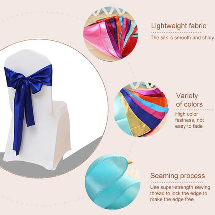 3 PCS Satin Fabric Chair Bows Wedding Chairs Knot Decoration(Royal blue)-garmade.com