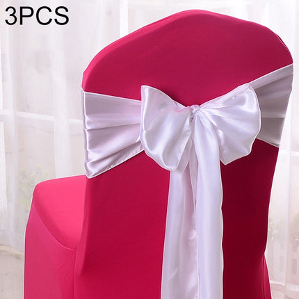 3 PCS Satin Fabric Chair Bows Wedding Chairs Knot Decoration(White)-garmade.com