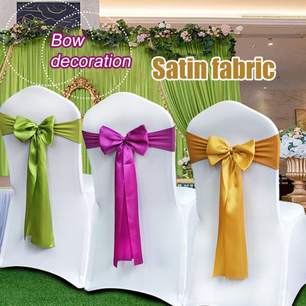 3 PCS Satin Fabric Chair Bows Wedding Chairs Knot Decoration(Light purple)-garmade.com