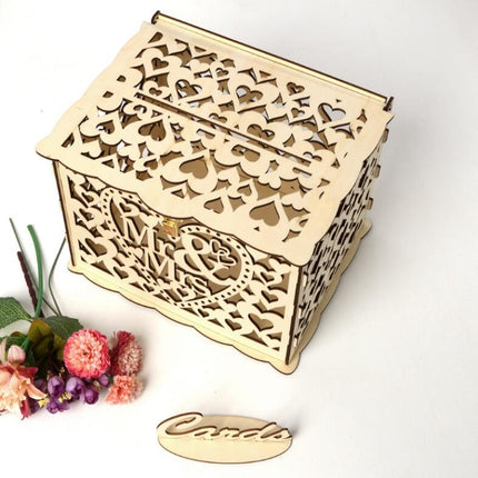 DIY Wooden Beautiful Wedding Card Box Gift Decoration Box, Size:Small-garmade.com