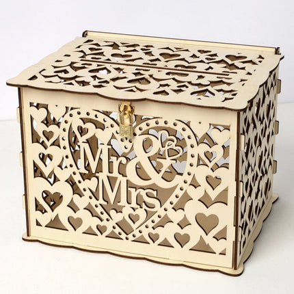 DIY Wooden Beautiful Wedding Card Box Gift Decoration Box, Size:Large-garmade.com