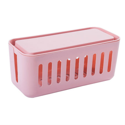 Safety Household Desktop Power Cable Storage Box Charger Socket Organizer(Pink)-garmade.com