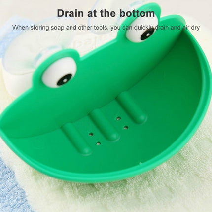 Bathroom Cute Cartoon Strong Suction Cup Drain Soap Box(Green)-garmade.com