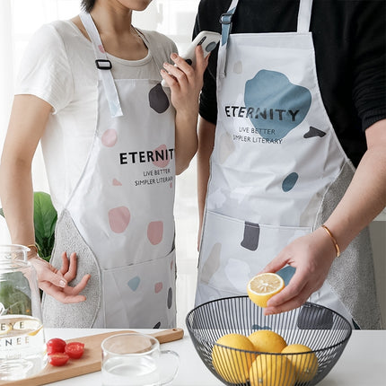 2 PCS Waterstone Pattern Wind-proof Hand-wiping Apron Simple Fashion Oil-proof Kitchen Household Overalls( Gray)-garmade.com