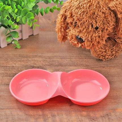 Durable Candy-colored Plastic Pet Double Bowl Cat Dog Bowl, Random Color Delivery-garmade.com