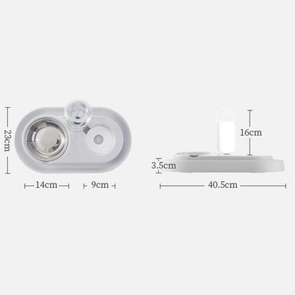 Stainless Steel Dog and Cat Double Bowl Automatic Waterer Not Wet Mouth Pet Food Bowl(Gray)-garmade.com