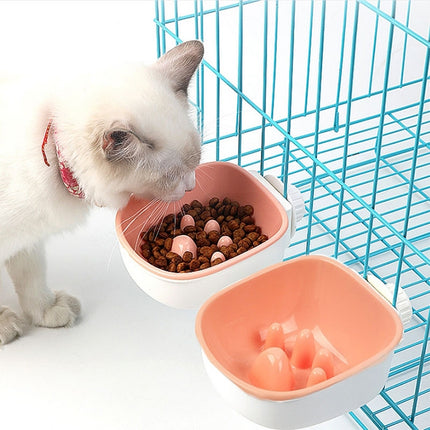 Dog and Cat Anti-choke Feeding Water Hanging Bowl Creative Plastic Pet Bowl, Style:Anti-choke(Pink)-garmade.com