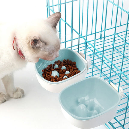 Dog and Cat Anti-choke Feeding Water Hanging Bowl Creative Plastic Pet Bowl, Style:Anti-choke(Blue)-garmade.com