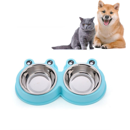 Stainless Steel Dog and Cat Double Bowl Pet Supplies(Blue)-garmade.com