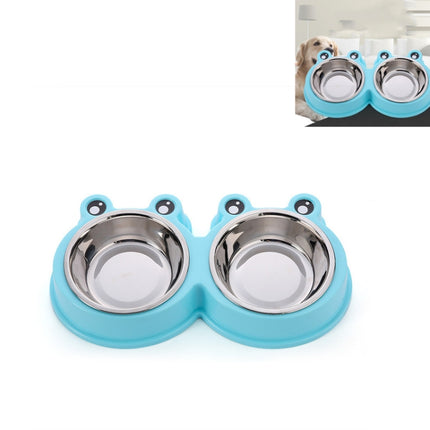 Stainless Steel Dog and Cat Double Bowl Pet Supplies(Blue)-garmade.com