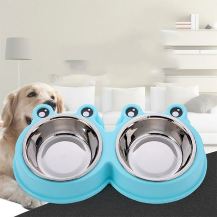 Stainless Steel Dog and Cat Double Bowl Pet Supplies(Blue)-garmade.com