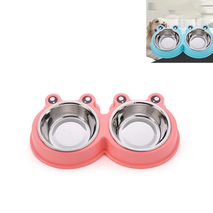 Stainless Steel Dog and Cat Double Bowl Pet Supplies(Pink)-garmade.com