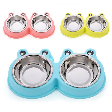 Stainless Steel Dog and Cat Double Bowl Pet Supplies(Pink)-garmade.com