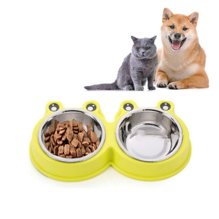Stainless Steel Dog and Cat Double Bowl Pet Supplies(Green)-garmade.com