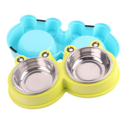 Stainless Steel Dog and Cat Double Bowl Pet Supplies(Green)-garmade.com