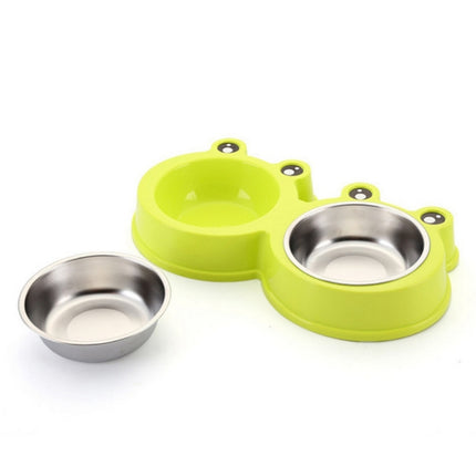 Stainless Steel Dog and Cat Double Bowl Pet Supplies(Green)-garmade.com