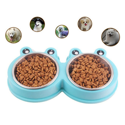 Stainless Steel Dog and Cat Double Bowl Pet Supplies(Green)-garmade.com