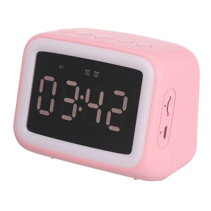 AEC BT-511 Mini LED HD Mirror Bluetooth Speaker, Support 32GB TF Card & 3.5mm AUX & Dual Alarm Clock & Real-time Temperature & Hands-free Calling(Pink)-garmade.com