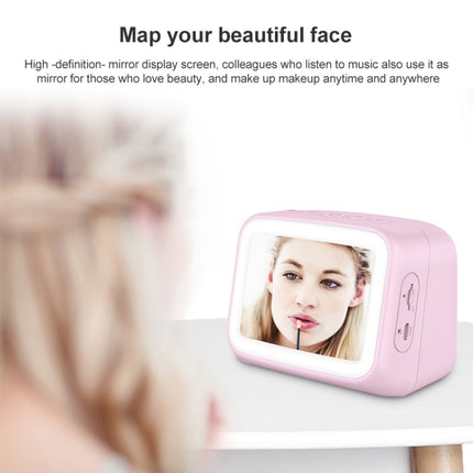 AEC BT-511 Mini LED HD Mirror Bluetooth Speaker, Support 32GB TF Card & 3.5mm AUX & Dual Alarm Clock & Real-time Temperature & Hands-free Calling(Pink)-garmade.com