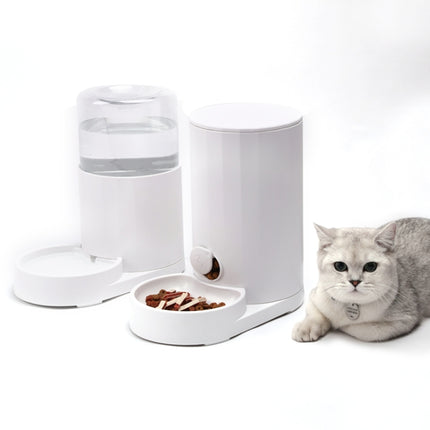 Cat Automatic Water Dispenser Drinking Water Bowl Dog Feeder, Style:Drinking Fountain + Feeder-garmade.com