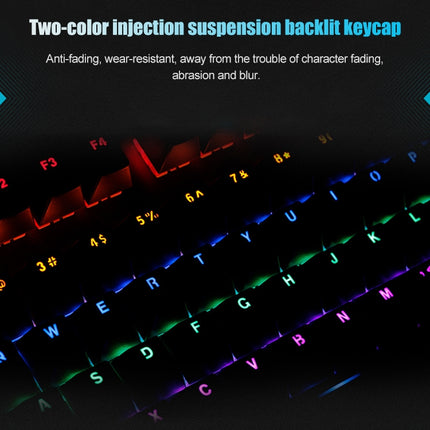 Rapoo V700S 104 Keys Mixed Color Backlight USB Wired Game Computer Without Punching Mechanical Keyboard(Black Shaft)-garmade.com