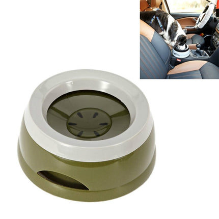 Pet Non-wet Mouth Splash-proof Drinking Fountain Dog Anti-overflow Car Bowl(Army Green)-garmade.com