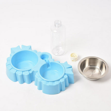 Pet Supplies Automatic Waterer Dog Cat Food Double Bowl(Blue)-garmade.com