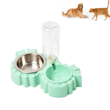 Pet Supplies Automatic Waterer Dog Cat Food Double Bowl(Green)-garmade.com