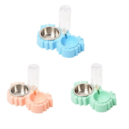 Pet Supplies Automatic Waterer Dog Cat Food Double Bowl(Green)-garmade.com