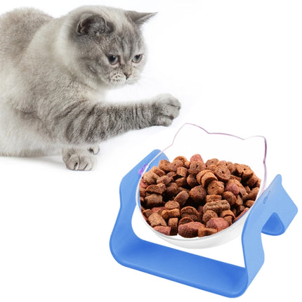 Transparent Water Cat Bowl Holder Dog Food Basin Oblique Mouth Adjustable Pet Bowl(Blue)-garmade.com
