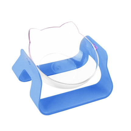 Transparent Water Cat Bowl Holder Dog Food Basin Oblique Mouth Adjustable Pet Bowl(Blue)-garmade.com