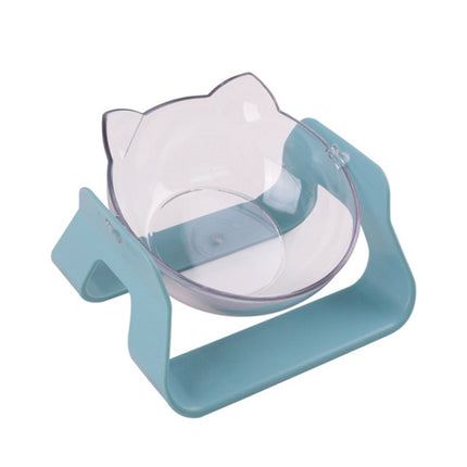 Transparent Water Cat Bowl Holder Dog Food Basin Oblique Mouth Adjustable Pet Bowl(Green)-garmade.com