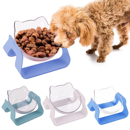 Transparent Water Cat Bowl Holder Dog Food Basin Oblique Mouth Adjustable Pet Bowl(Green)-garmade.com