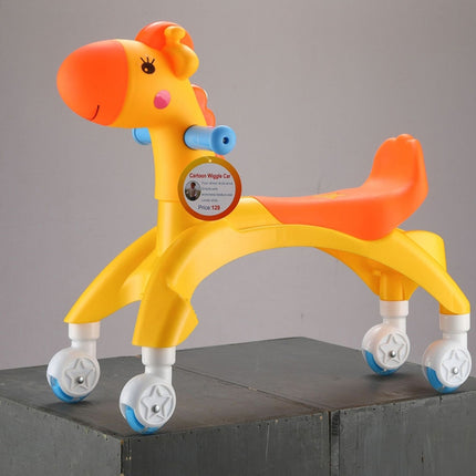 Cartoon Children Twister Car Walker with Music Flash Wheel(Yellow)-garmade.com