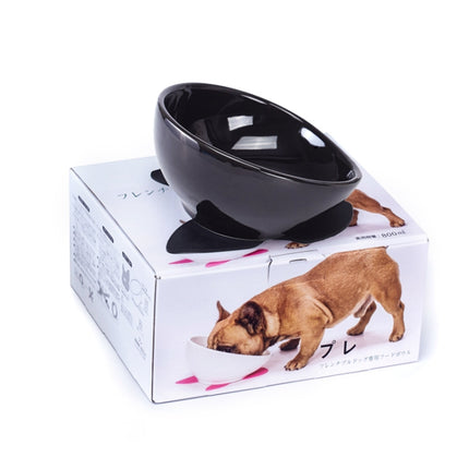 Pet Dog Ceramic Universal Non-slip Food Bowl Feeder(White Bowl + Orange Mat)-garmade.com
