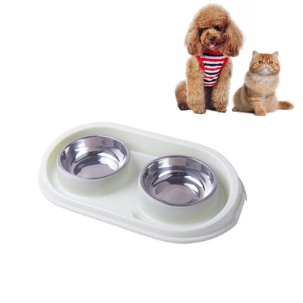 Pet Supplies Stainless Steel Plastic Anti-skid Leak-proof Cat and Dog Bowls(Green)-garmade.com