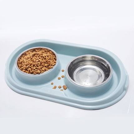 Pet Supplies Stainless Steel Plastic Anti-skid Leak-proof Cat and Dog Bowls(Green)-garmade.com