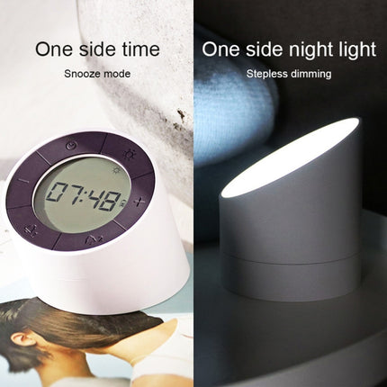 Simple Home Creative Multi-function Charging Stepless Dimming Alarm Clock Night Light(Gray)-garmade.com
