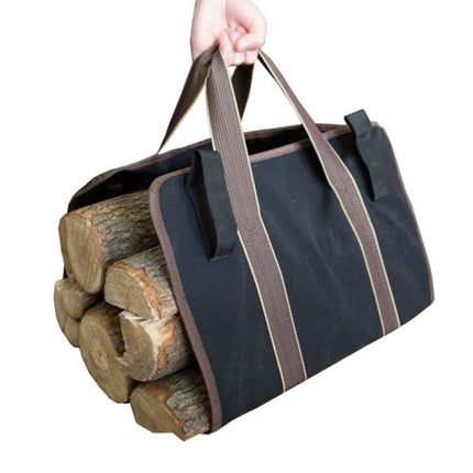 Outdoor Large Capacity Canvas Logging Package Firewood Storage Bag(Black)-garmade.com