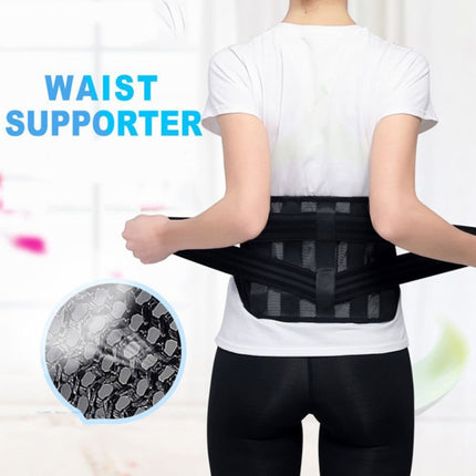WOOTSHU WT-Y81 Breathable Lumbar Spine Steel Plate Lumbar Disc Waist Double Compression Strained Waist Protector, Size:XL(Black)-garmade.com