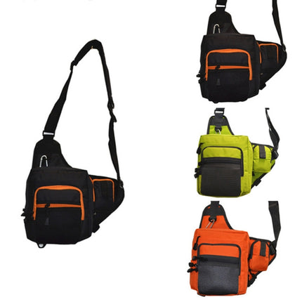 Outdoor Fishing Supplies Oxford Cloth Tricolor Fishing Crossbody Bag(Black)-garmade.com