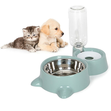 Pet Supplies Automatic Waterer Cat and Dog Food Bowl Double Bowl(Blue)-garmade.com