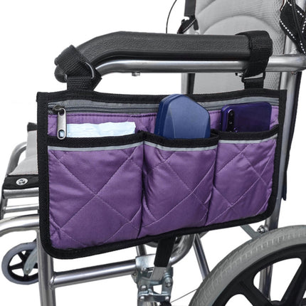 Walking Aid Wheelchair Armrest Side Storage Bag Car Storage Hanging Bag(Purple)-garmade.com