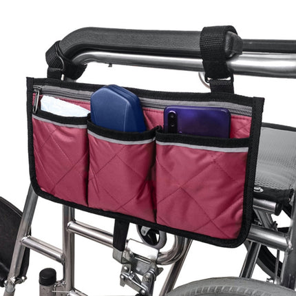 Walking Aid Wheelchair Armrest Side Storage Bag Car Storage Hanging Bag(Red Wine)-garmade.com