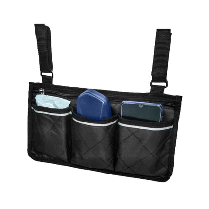 Walking Aid Wheelchair Armrest Side Storage Bag Car Storage Hanging Bag(Dark Blue)-garmade.com