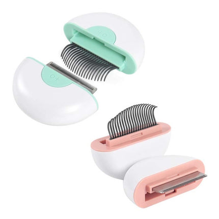 Pet Dual Purpose Long Hair Comb Dual Function Cat Massage Comb to Remove Floating Hair(Cherry Blossom Powder)-garmade.com