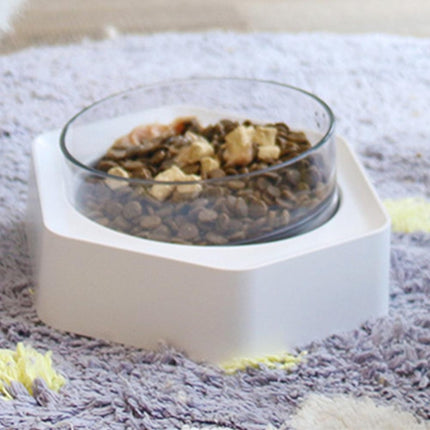 Pet Inclined Mouth Anti-tipping Dog and Cat Plastic Bowl Water Dispenser, Style:Single Bowl(White)-garmade.com