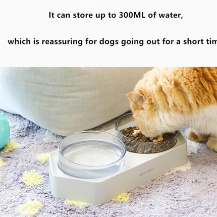 Pet Inclined Mouth Anti-tipping Dog and Cat Plastic Bowl Water Dispenser, Style:Single Bowl(White)-garmade.com