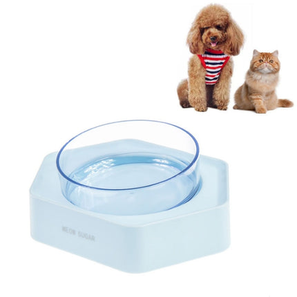 Pet Inclined Mouth Anti-tipping Dog and Cat Plastic Bowl Water Dispenser, Style:Single Bowl(Blue)-garmade.com